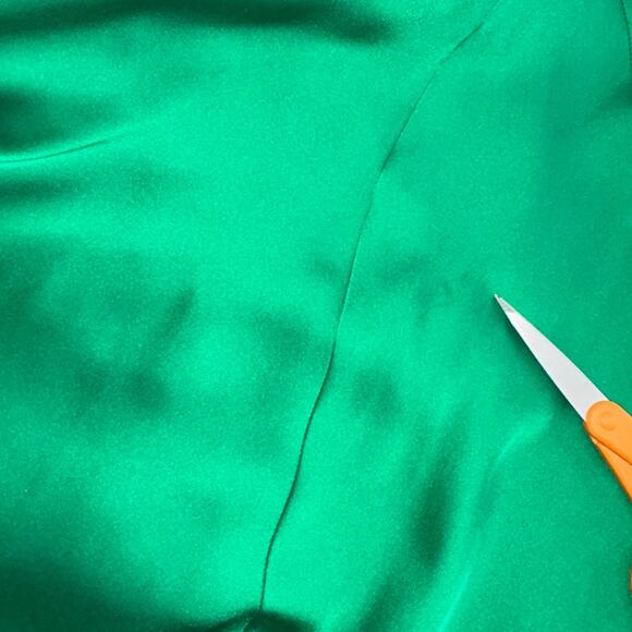 Express NWT emerald green satin slip long holiday cocktail asymmetrical dress L - Picture 8 of 12